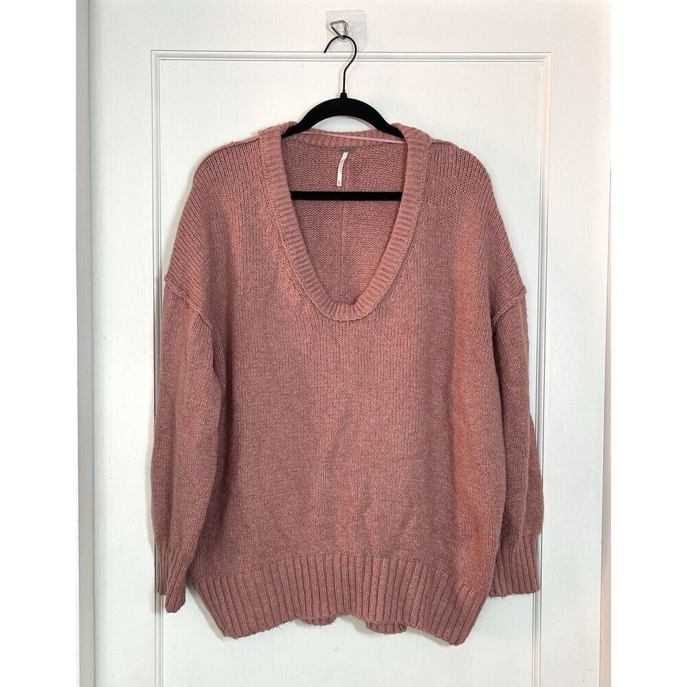Free People Alpine Rose Pink Slouchy Oversized Brookside Sweater Women's Size M